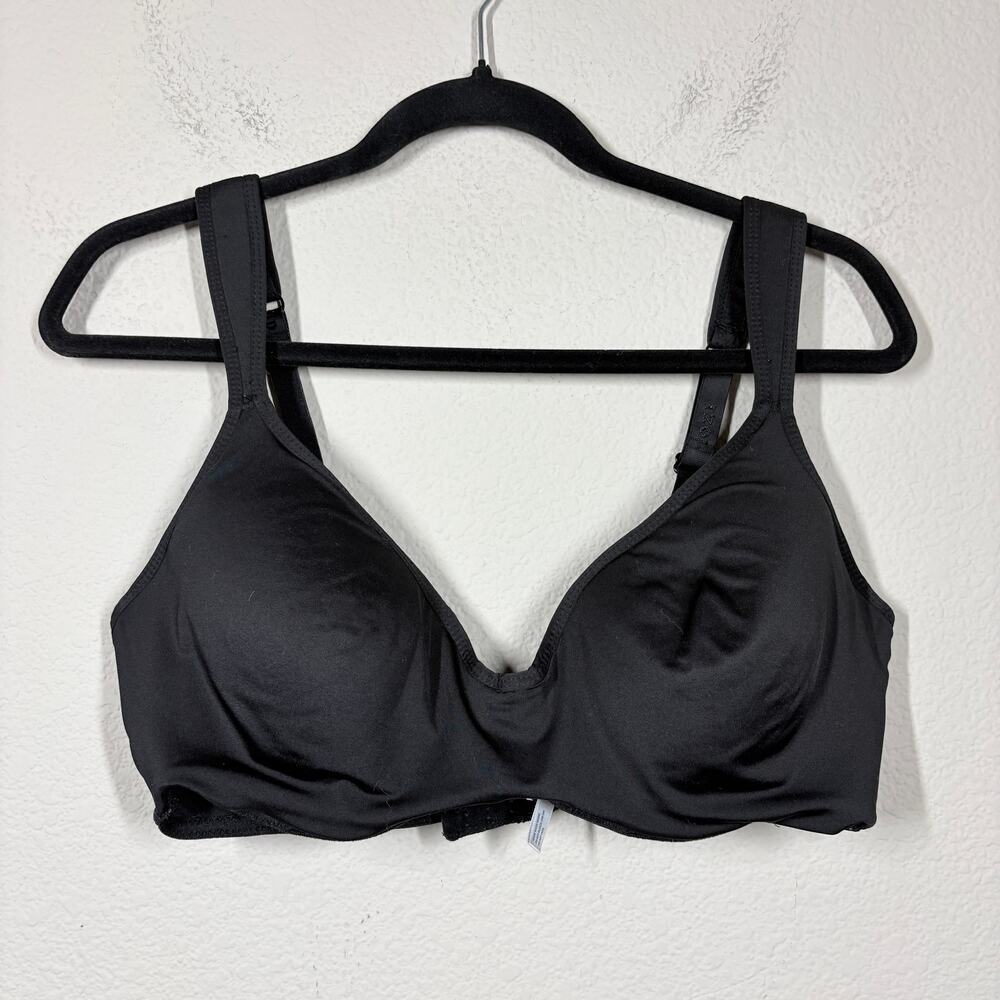 Izod Size 40D Full Coverage Comfort Bra Black Logo Wide Strap Wireless Stretch